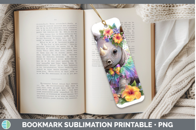 Rhino Bookmark Safari Rainbow Summer Sublimation Printable D