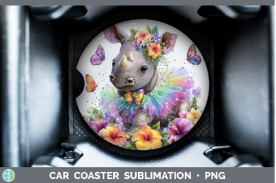 Rhino Car Coaster Safari Rainbow Summer Sublimation Drink Ma