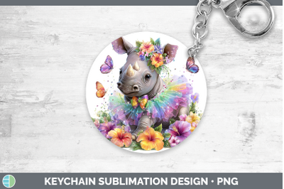 Rhino Keychain Safari Rainbow Summer Sublimation Keyring Des