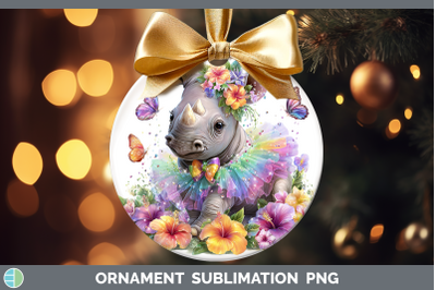 Rhino Ornament Safari Rainbow Summer Sublimation Bauble Desi