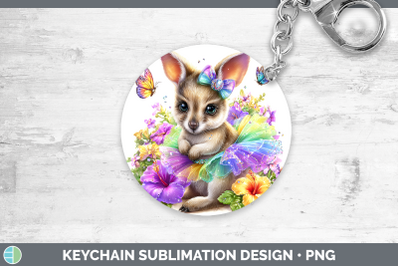 Kangaroo Keychain Safari Rainbow Summer Sublimation Keyring