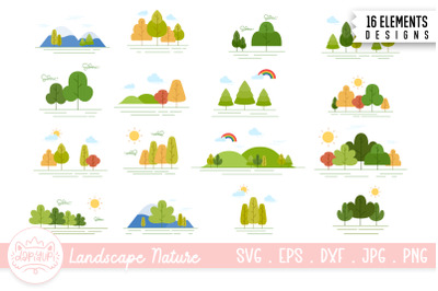 Landscape Nature Flat Illustration Bundle