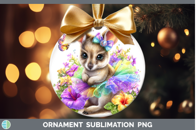 Kangaroo Ornament Safari Rainbow Summer Sublimation Bauble D