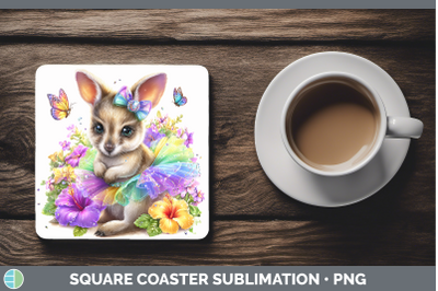 Kangaroo Square Coaster Safari Rainbow Summer Sublimation Dr