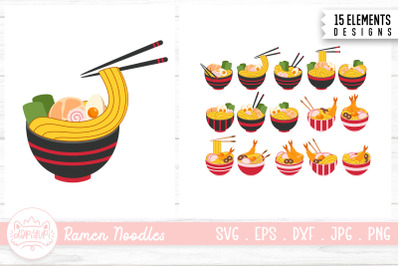 Noodle In The Bowl Clipart Bundle