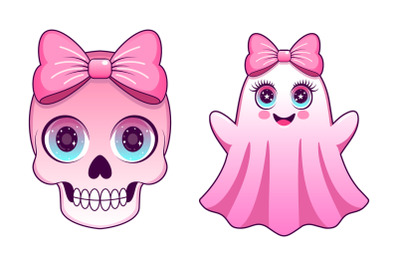 Halloween Clipart  Skull and Ghost