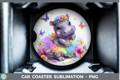 Hippo Car Coaster Safari Rainbow Summer Sublimation Drink Ma