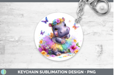 Hippo Keychain Safari Rainbow Summer Sublimation Keyring Des