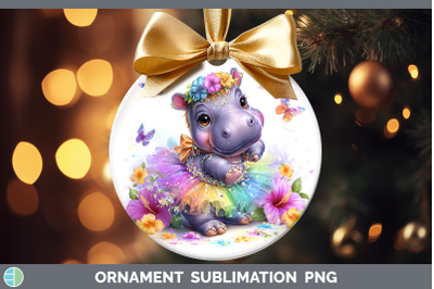 Hippo Ornament Safari Rainbow Summer Sublimation Bauble Desi