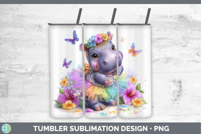 Hippo Tumbler Safari Rainbow Summer Sublimation 20 oz Skinny