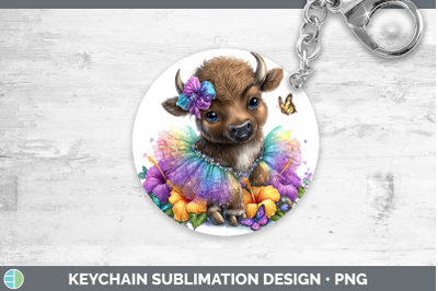 Buffalo Keychain Safari Rainbow Summer Sublimation Keyring D