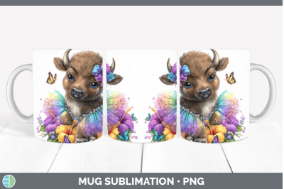 Buffalo Mug Wrap Safari Rainbow Summer Sublimation Coffee Cu