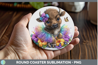 Buffalo Round Coaster Safari Rainbow Summer Sublimation Coas