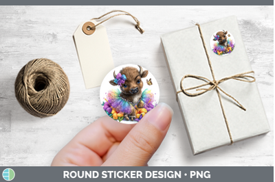 Safari Rainbow Summer Buffalo Stickers | Round Labels Design