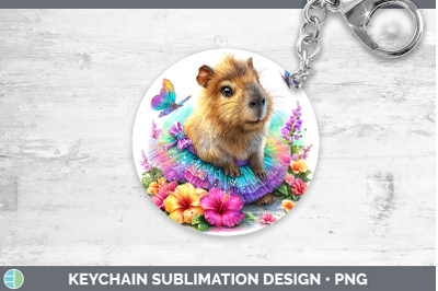 Capybara Keychain Safari Rainbow Summer Sublimation Keyring