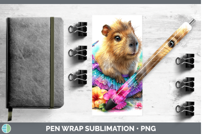 Capybara Pen Wrap Safari Rainbow Summer Sublimation Pen Desi