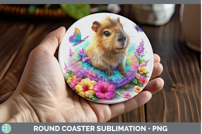 Capybara Round Coaster Safari Rainbow Summer Sublimation Coa