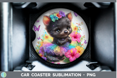 Tasmanian Devil Car Coaster Safari Rainbow Summer Sublimatio