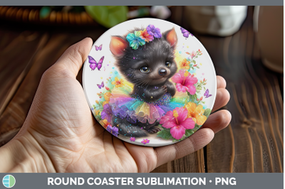 Tasmanian Devil Round Coaster Safari Rainbow Summer Sublimat