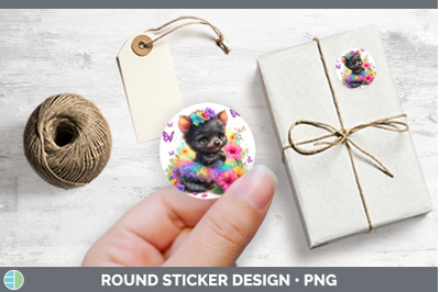 Safari Rainbow Summer Tasmanian Devil Stickers | Round Label