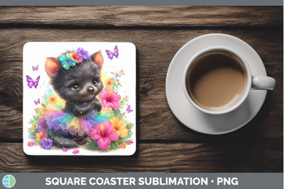 Tasmanian Devil Square Coaster Safari Rainbow Summer Sublima
