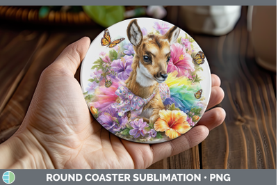 Antelope Round Coaster Safari Rainbow Summer Sublimation Coa