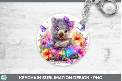 Wombat Keychain Safari Rainbow Summer Sublimation Keyring De