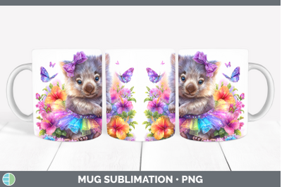 Wombat Mug Wrap Safari Rainbow Summer Sublimation Coffee Cup