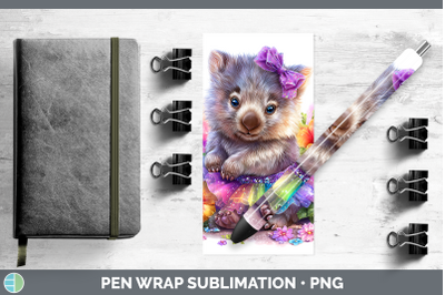 Wombat Pen Wrap Safari Rainbow Summer Sublimation Pen Design