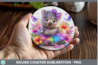Wombat Round Coaster Safari Rainbow Summer Sublimation Coast