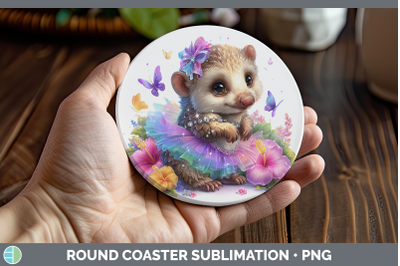 Pangolin Round Coaster Safari Rainbow Summer Sublimation Coa