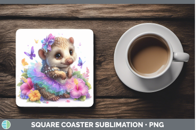 Pangolin Square Coaster Safari Rainbow Summer Sublimation Dr