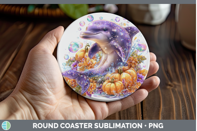 Dolphin Round Coaster Sea Halloween Sublimation Coaster Desi