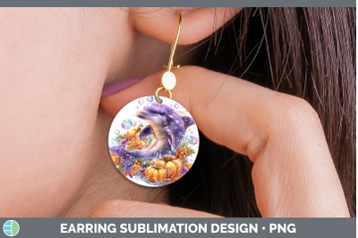 Dolphin Round Earrings Sea Halloween Sublimation Earrings De