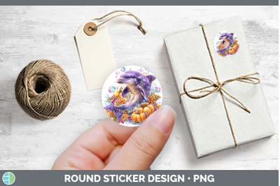 Sea Halloween Dolphin Stickers | Round Labels Designs
