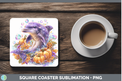 Dolphin Square Coaster Sea Halloween Sublimation Drink Mat D