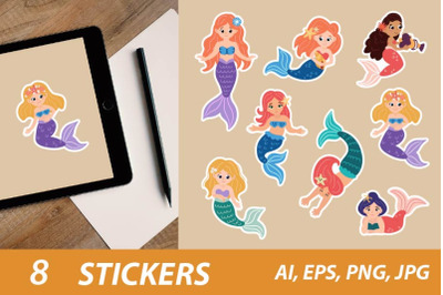 Little Mermaids / Printable Stickers Cricut Design