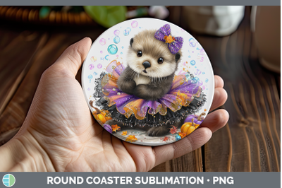 Sea Otter Round Coaster Sea Halloween Sublimation Coaster De