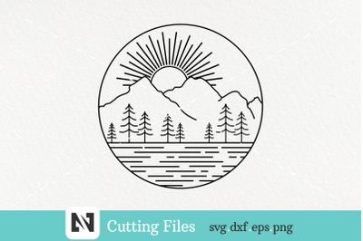 Sun Svg, Sun Clip Art, Sun and Mountain Svg, Sunset Svg
