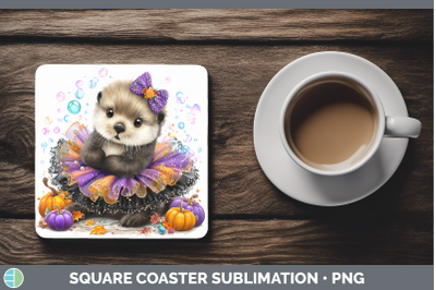 Sea Otter Square Coaster Sea Halloween Sublimation Drink Mat