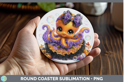 Octopus Round Coaster Sea Halloween Sublimation Coaster Desi