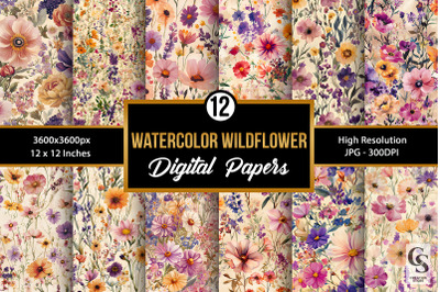 Watercolor Wildflowers Seamless Patternd