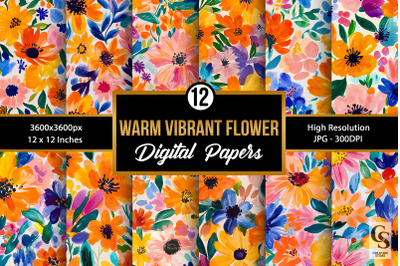 Warm Watercolor Fall Floral Seamless Pattern