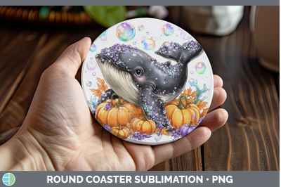 Whale Round Coaster Sea Halloween Sublimation Coaster Design