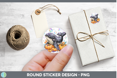 Sea Halloween Whale Stickers | Round Labels Designs