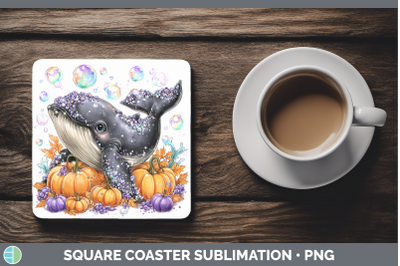 Whale Square Coaster Sea Halloween Sublimation Drink Mat Des