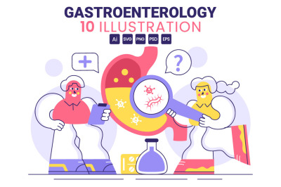 10 Stomach Health Gastroenterology Illustration