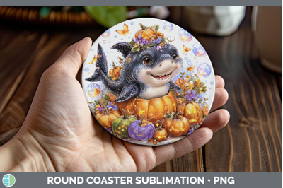 Shark Round Coaster Sea Halloween Sublimation Coaster Design