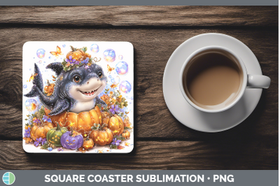 Shark Square Coaster Sea Halloween Sublimation Drink Mat Des