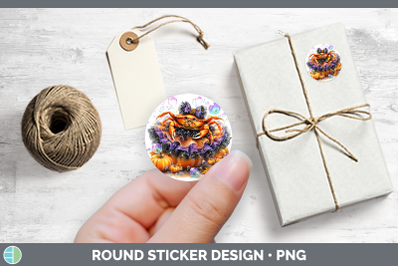 Sea Halloween Crab Stickers | Round Labels Designs